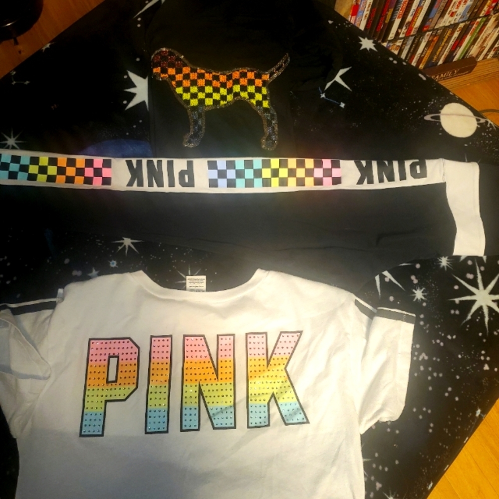 3pc vs pink checkered set xs